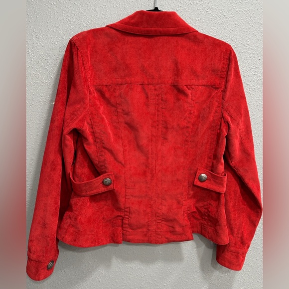 LAL Live a Little | Women’s Red Corduroy Blazer Classic Boho Style, Size PM - Picture 11 of 16
